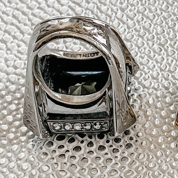 JUDITH LEIBER | Crystal Christo Cocktail Ring | Obsidian & Gunmetal | size 7 - Picture 7 of 14